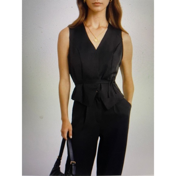 Pant Set 2 piece Soho baggy pants snap vest set with tie Black XL or 12 - Picture 2 of 7